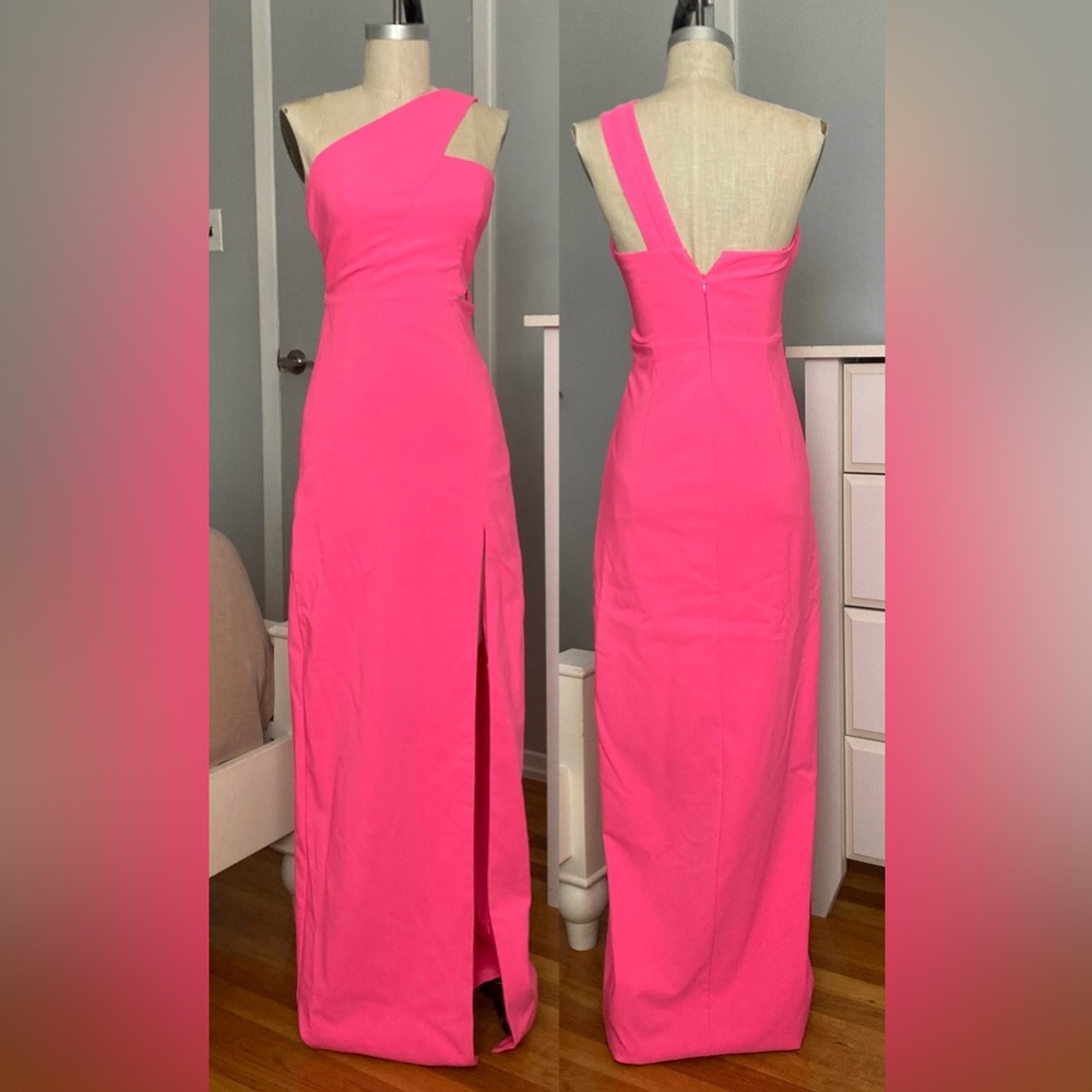 Womens Aidan Mattox hot pink long evening dress in size 4. Ask me anything.